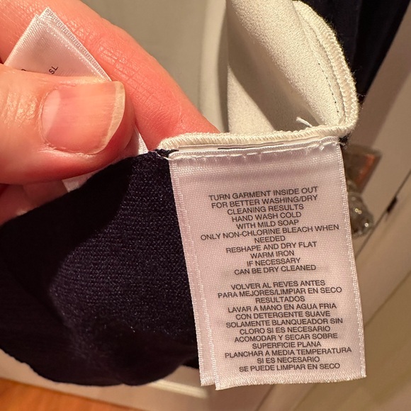 Anne Klein navy and white open cardigan. - Picture 4 of 4